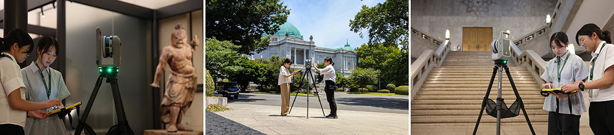 館内・屋外での3D計測の様子（写真提供：東京国立博物館）